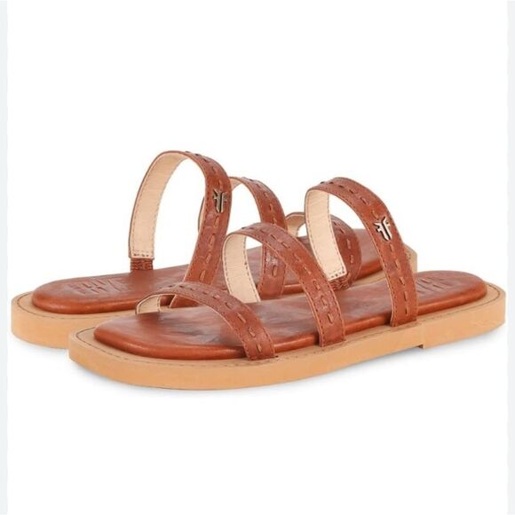 Frye Faye Leather Strappy Slide Sandal- Cognac - Picture 1 of 14